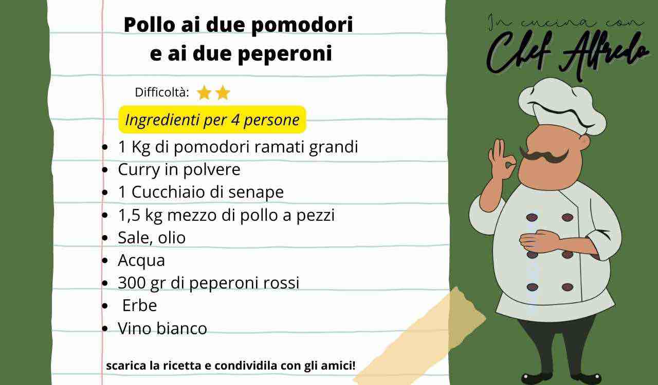 Ricetta pollo ai due pomodori e due peperoni Alfredo Iannaccone